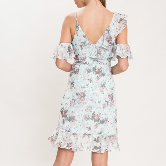 Mint blue/green, floral, ruffle, short, mini, day to night, summer dress - Picture 8 of 8